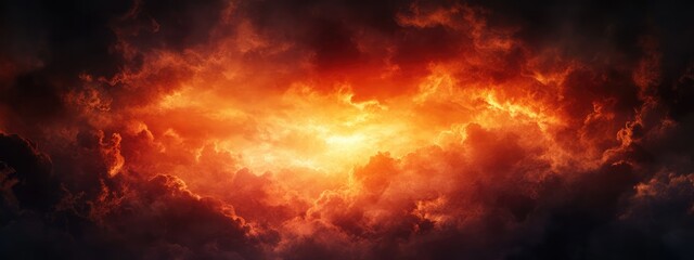 Dramatic sky with vibrant sunset colors and dark clouds providing emotional depth and ample space for your text or messaging needs
