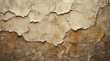 Fototapeta premium Aged plaster wall texture with peeling layers and warm tones ideal for background use or creative design projects.