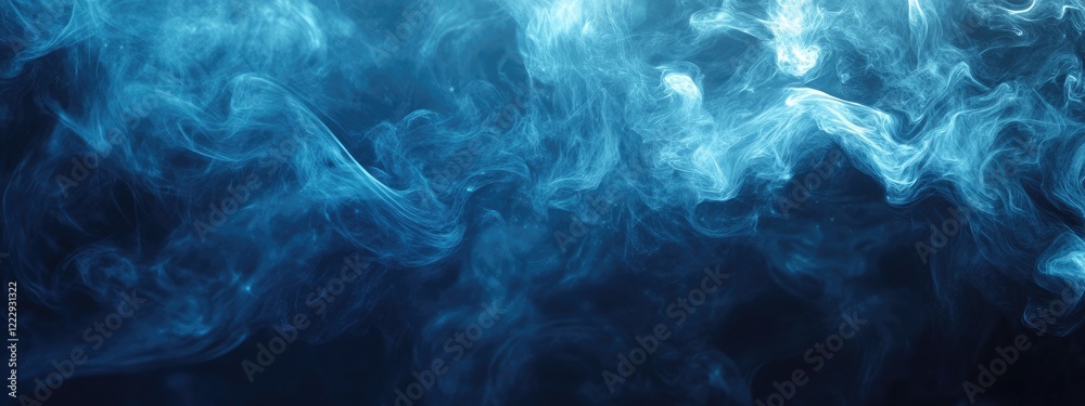 Poster fluid dark blue background with abstract shapes and ample copy space for text display