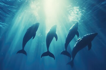 Fototapeta premium Dolphins swimming in ocean