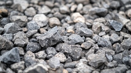 Material Microstructure Study with Gray Stone Aggregates and Blank Space for Text Overlay