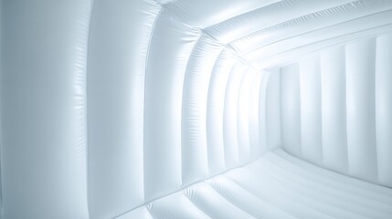 Obraz premium Inflatable spray booth interior with soft white textures and ample space for text or branding in commercial application settings