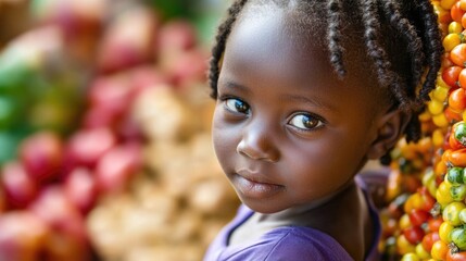 Child Nutrition Awareness through Food Fortification with Vibrant Produce Background and Space for Text on Health Initiatives