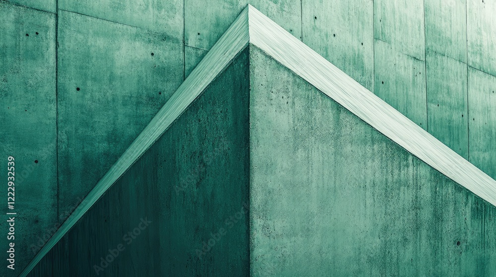 Fototapete Green concrete pyramid wall abstract texture with geometric lines and ample space for adding custom text or design elements.