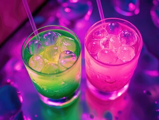 Glasses with colorful drinks
