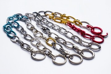Obraz premium A Collection of Vibrant Metal Chains with Intricate Rings and Links. A Stunning Display of Industrial Design