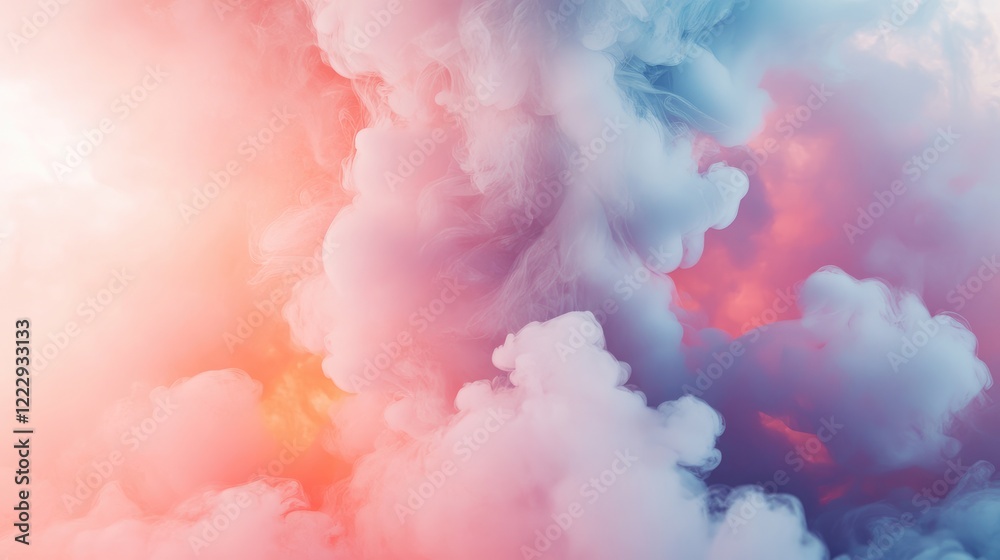 Poster vibrant smoke patterns in soft pastel hues creating an ethereal backdrop with ample negative space f