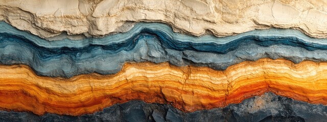 Dramatic Sedimentary Rock Layers Displaying Geological History with Copy Space for Text or Information
