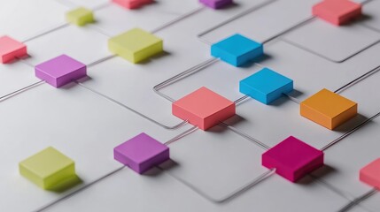Colorful Flowchart Showing Complex Processes and Decision Paths with Space for Custom Text and Annotations