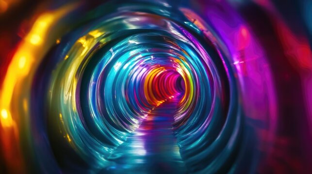 Vibrant abstract tube with a colorful worm's eye view creating a mysterious atmosphere and ample space for text or messaging