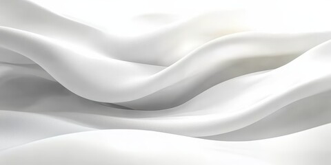 Obraz premium Elegant Flowing White Fabric Textures on a Light Background Creating Soft Waves and Undulating Patterns for a Serene Aesthetic Feeling