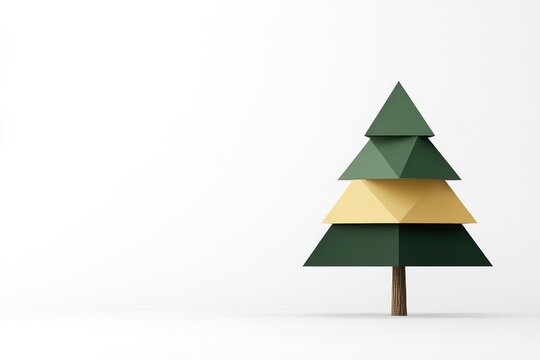 Minimalist design features stylized tree with geometric shapes a
