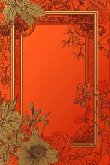 Obraz premium Elegant Border Design for Chinese New Year Celebrations Featuring Floral Elements