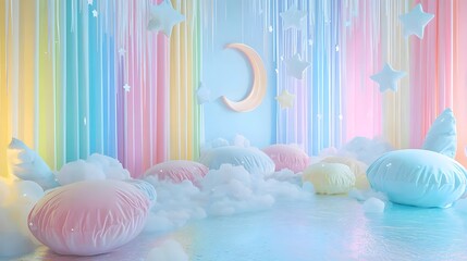 Dreamy Pastel Decor with Moon and Stars