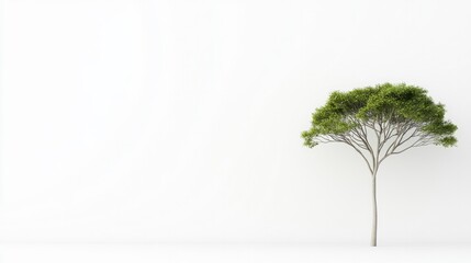 Fototapeta premium Elegant tree stands alone against minimalistic white background,
