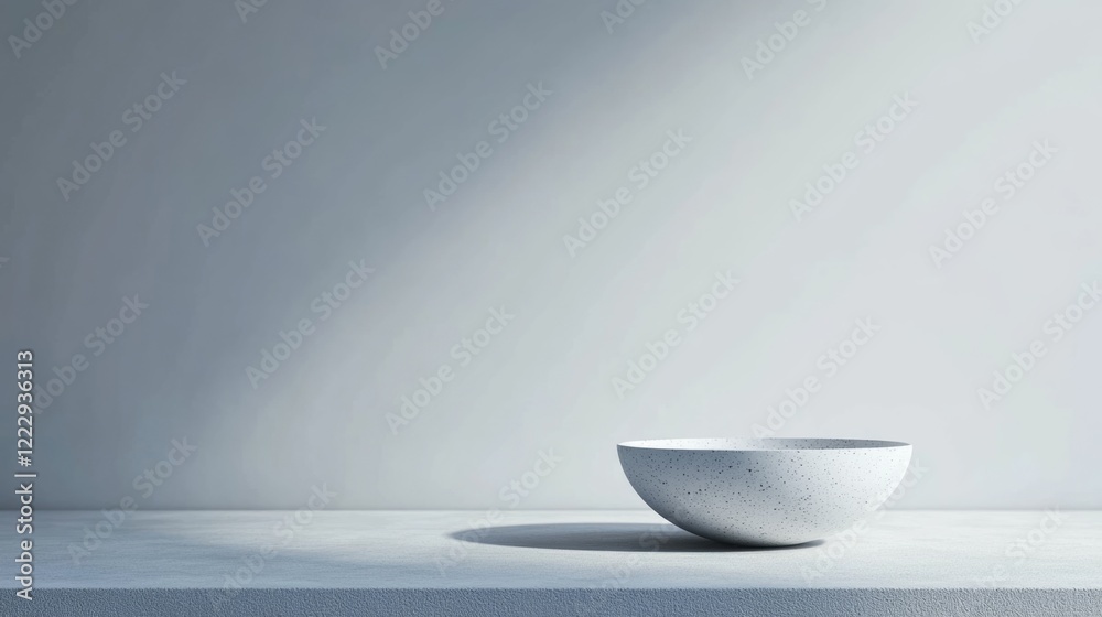 Poster elegant minimalist bowl on a smooth surface with soft lighting and ample empty space for text or des