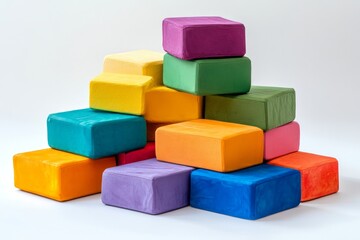 Obraz premium Colorful Stacked Blocks: A Playful and Engaging Design for Kids