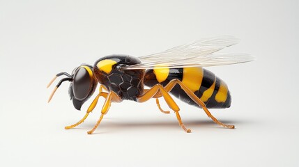 Detailed close-up of wasp showcasing vibrant black and yellow co