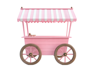 Isolated Pink Wooden Market Cart