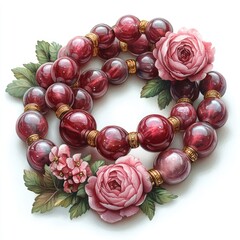 Elegant handcrafted jewelry featuring intricate floral designs and vibrant beads on a white background