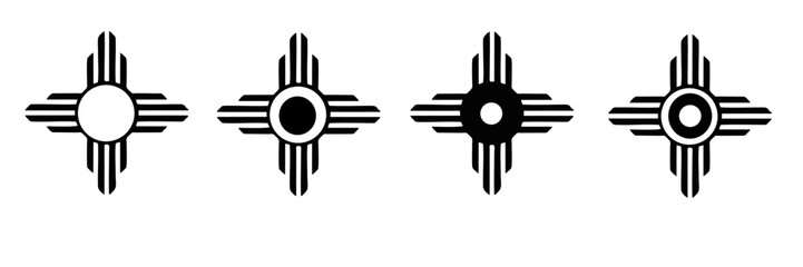 Zia symbols vector flat icons set