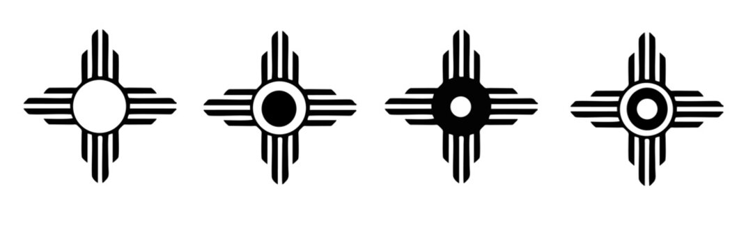 Zia symbols vector flat icons set