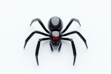 Obraz premium Glossy black spider with striking red markings, showcasing intri