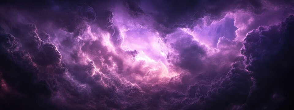 Dramatic purple-lit sky with large storm clouds and ample empty space for text or branding in a high quality landscape photograph