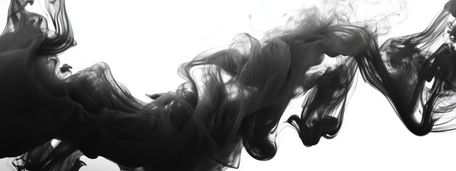 Dramatic black smoke swirl creating an abstract texture with ample space for text overlay and artistic designs