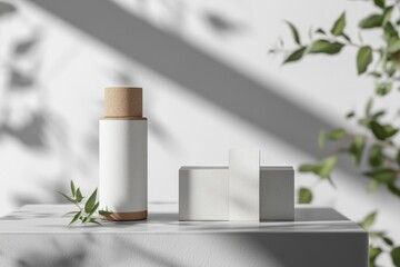 Minimalist Packaging Design with Nature Elements and Soft Shadows