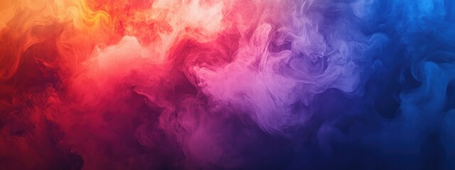 Colorful swirling smoke effect background with dramatic hues and ample empty space for text insertion and graphic designs