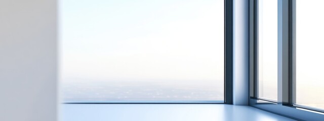 Double Glazed PVC Window Offering Clear Views with Minimalistic Design and Copy Space for Text on White Background