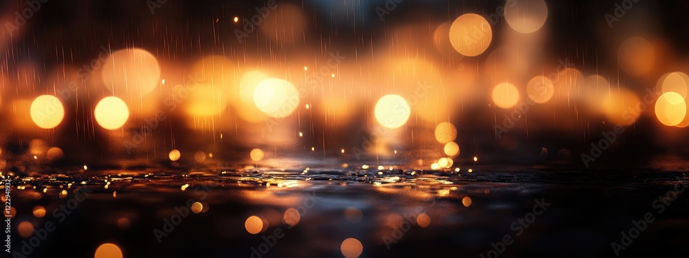 Wall mural dramatic bokeh background with bright lighting effects and available copy space for text or graphic 
