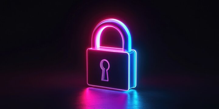 Glowing padlock with key