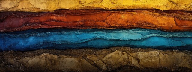 Vibrant Sedimentary Rock Layers Highlighting Geological History with Space for Text and Informed Exploration of Earth's Past