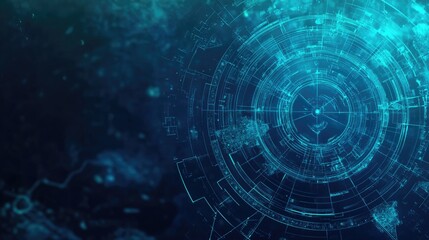 Digital sonar system animation showcasing underwater exploration with space for text and captivating blue and green color scheme