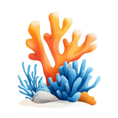 Obraz premium Vibrant coral reef illustration featuring colorful corals and marine elements.