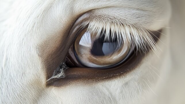 Close-up Study of Dairy Cow Eye Reflex showcasing intricate details with ample space for text and captions.