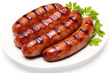 Grilled German pork sausages grilled meat food.