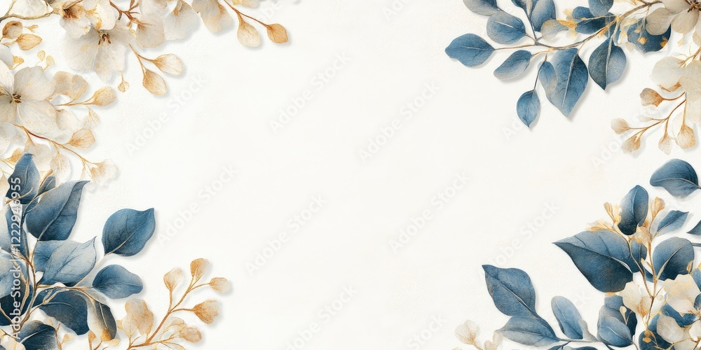 Poster elegant floral frame design for invitations or greeting cards featuring empty space for personalized