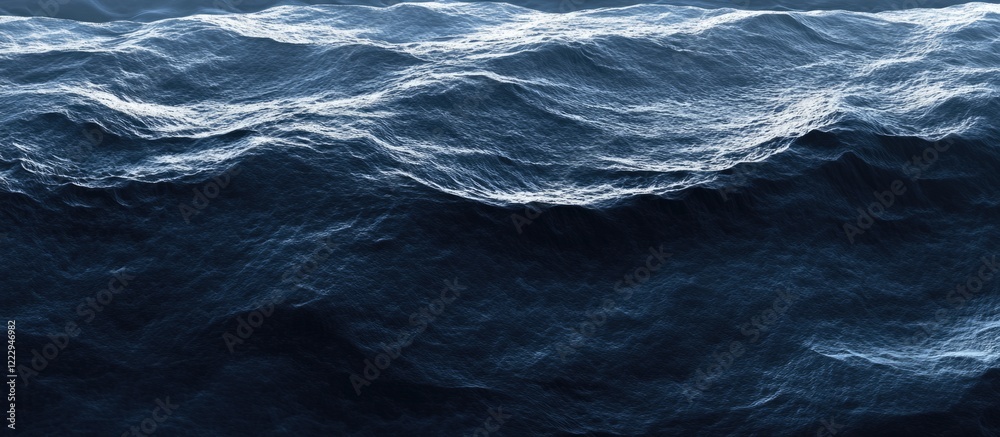 Poster Aerial perspective of a vast ocean surface showcasing dynamic waves with ample copyspace for text and a filter enhancing the scene's depth