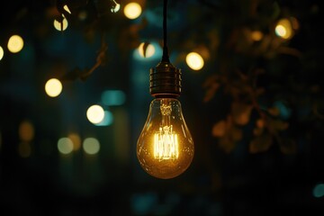 Light bulb on tree branch