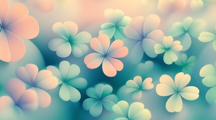 Fototapeta premium Pastel-colored clover flowers, dreamy and soft, perfect for spring or summer designs.