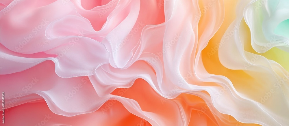 Poster Soft Pastel Holographic Background with Fluid Wavy Patterns Ideal for Wallpaper and Creative Projects Featuring Copyspace for Text
