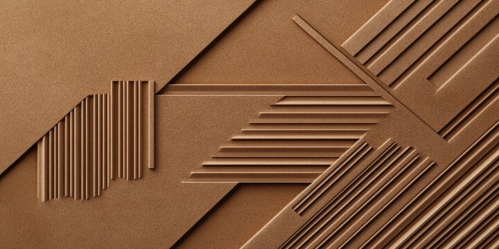 Elegant embossed kraft texture featuring contemporary geometric patterns with ample space for text or branding.