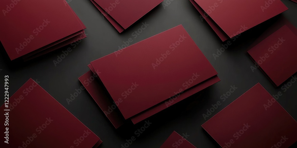 Poster Elegant Deep Burgundy Business Card Layout with Blank Space for Custom Text and Branding in Professional Setting