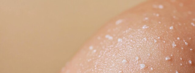 Fototapeta premium Eczema rash on infant skin closeup showcasing dermatitis with space for text on light background used for health and medical concepts