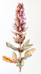 Fototapeta premium Delicate Watercolor Botanical Illustration of a Pink Flower