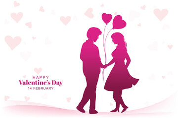 Cute couple in love hugging valentines day celebration card background