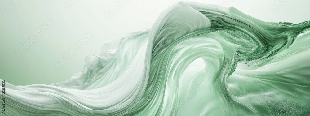 Poster Ethereal Green Abstract Swirl with Dynamic Vortex Design and Space for Text Overlay